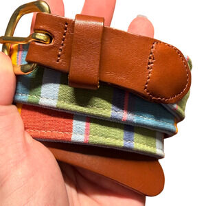 Leather Man Ltd Men's Sz 36 Multi Color Stripe Leather Belt Preppy